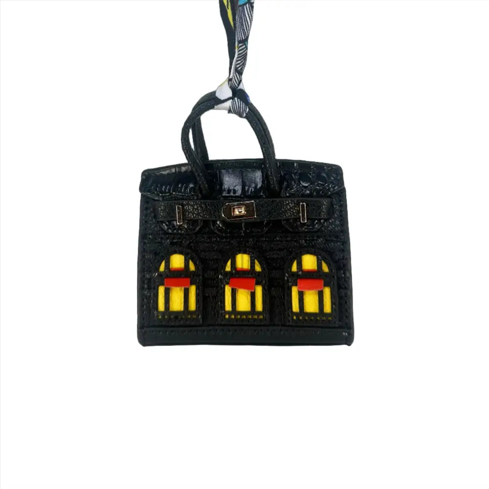 Black Luxury Mini Hermes Birkin Faubourg Inspired Handbag Keychain Charm Accessory