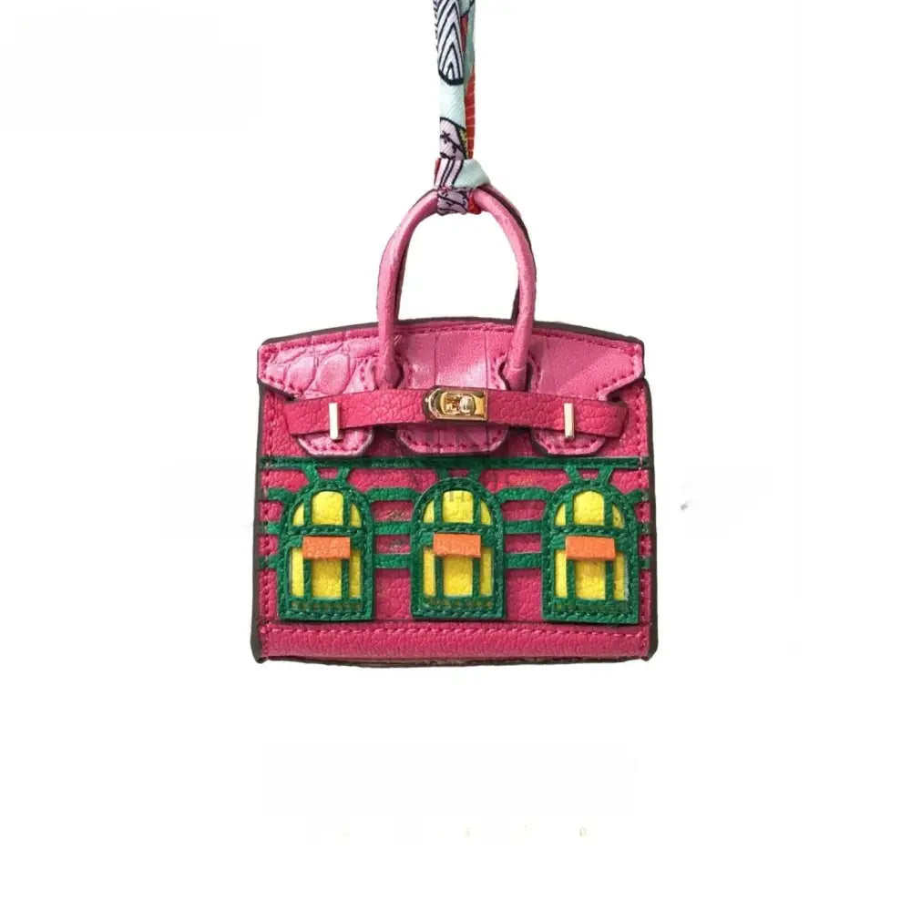 Birkin Faubourg Inspired Mini Handbag Charm Fuchsia