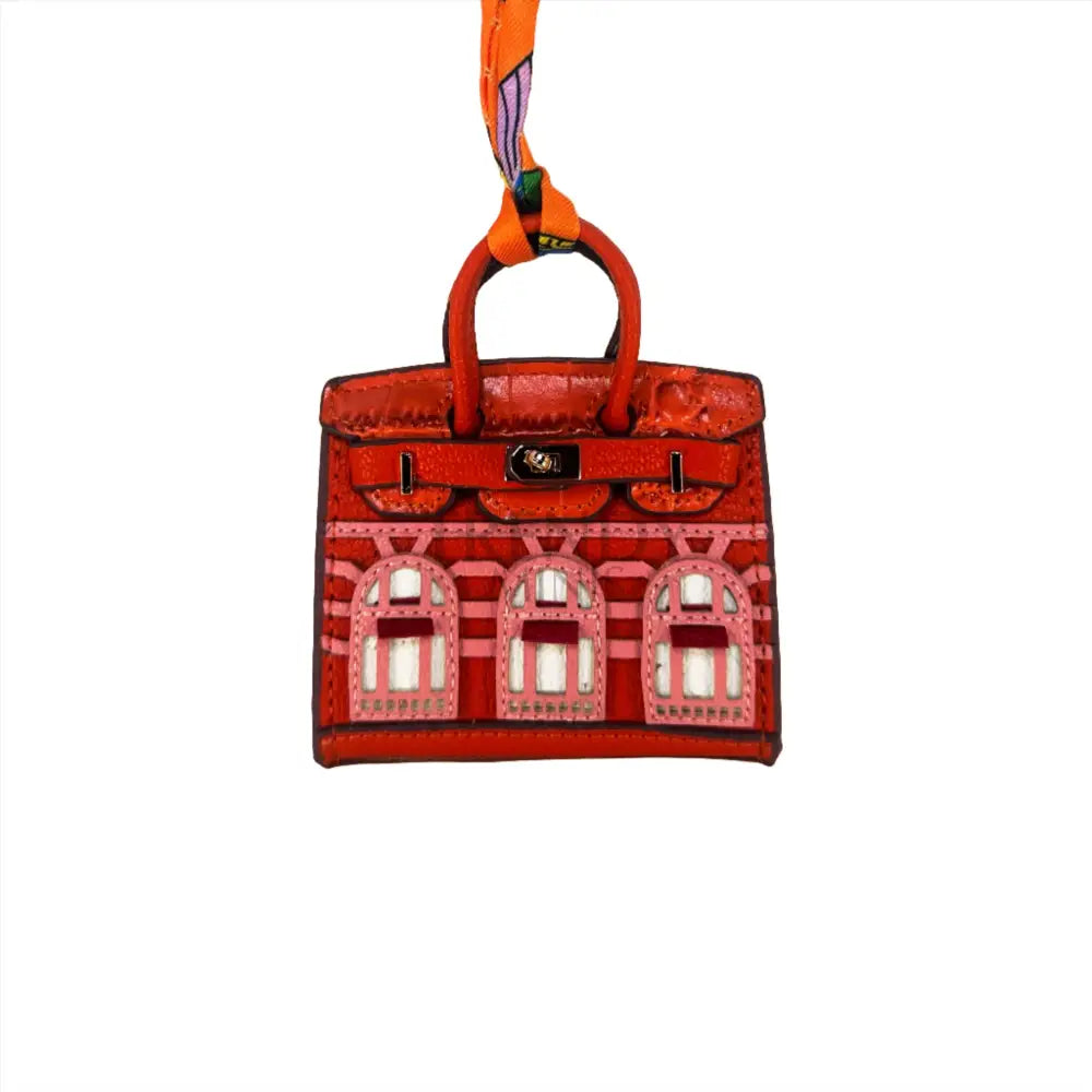 Orange Luxury Mini Hermes Birkin Faubourg Inspired Handbag Keychain Charm Accessory