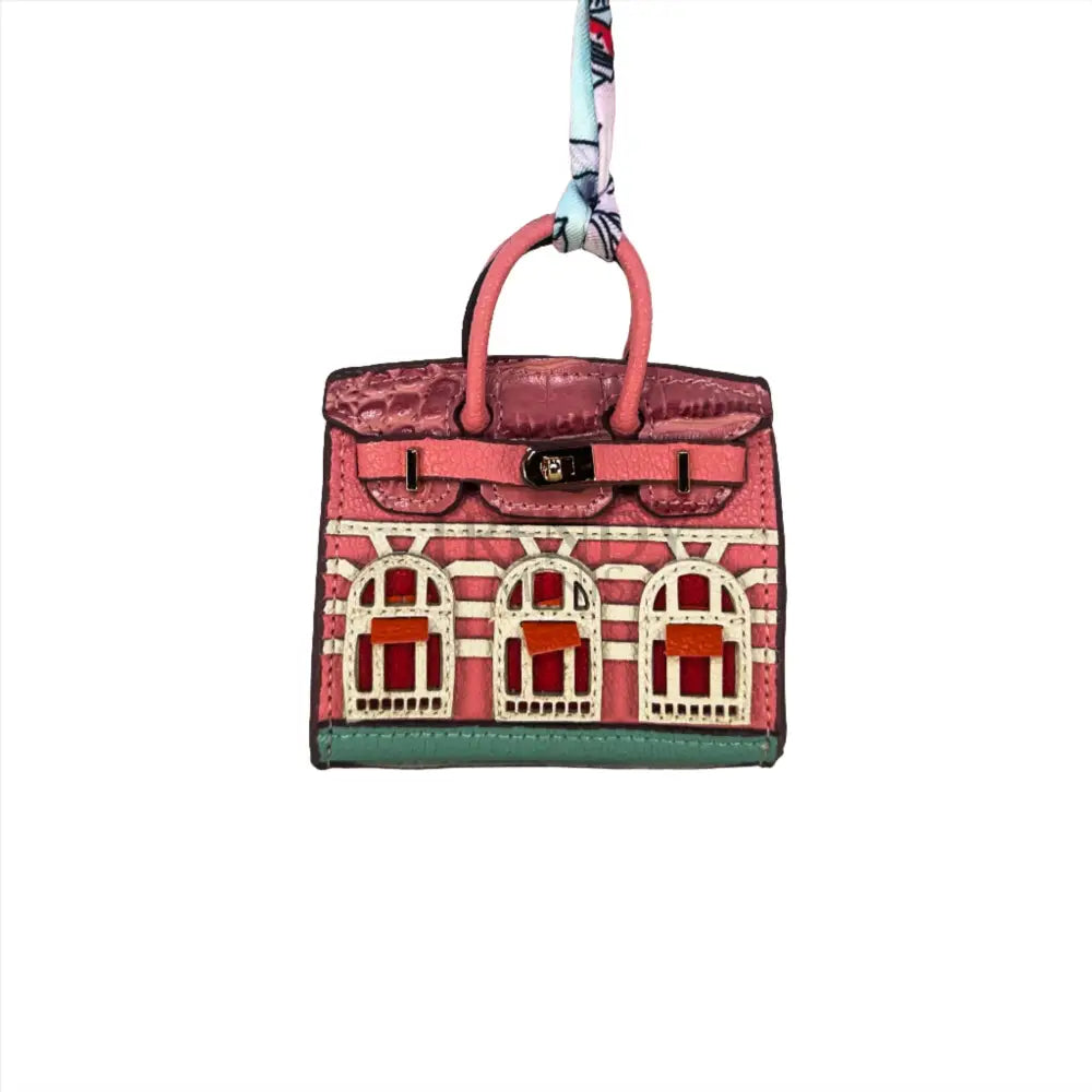 Pink Luxury Mini Hermes Birkin Faubourg Inspired Handbag Keychain Charm Accessory