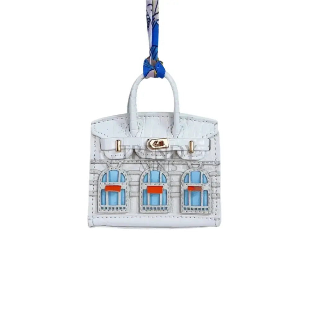 Birkin Faubourg Inspired Mini Handbag Charm Pure White