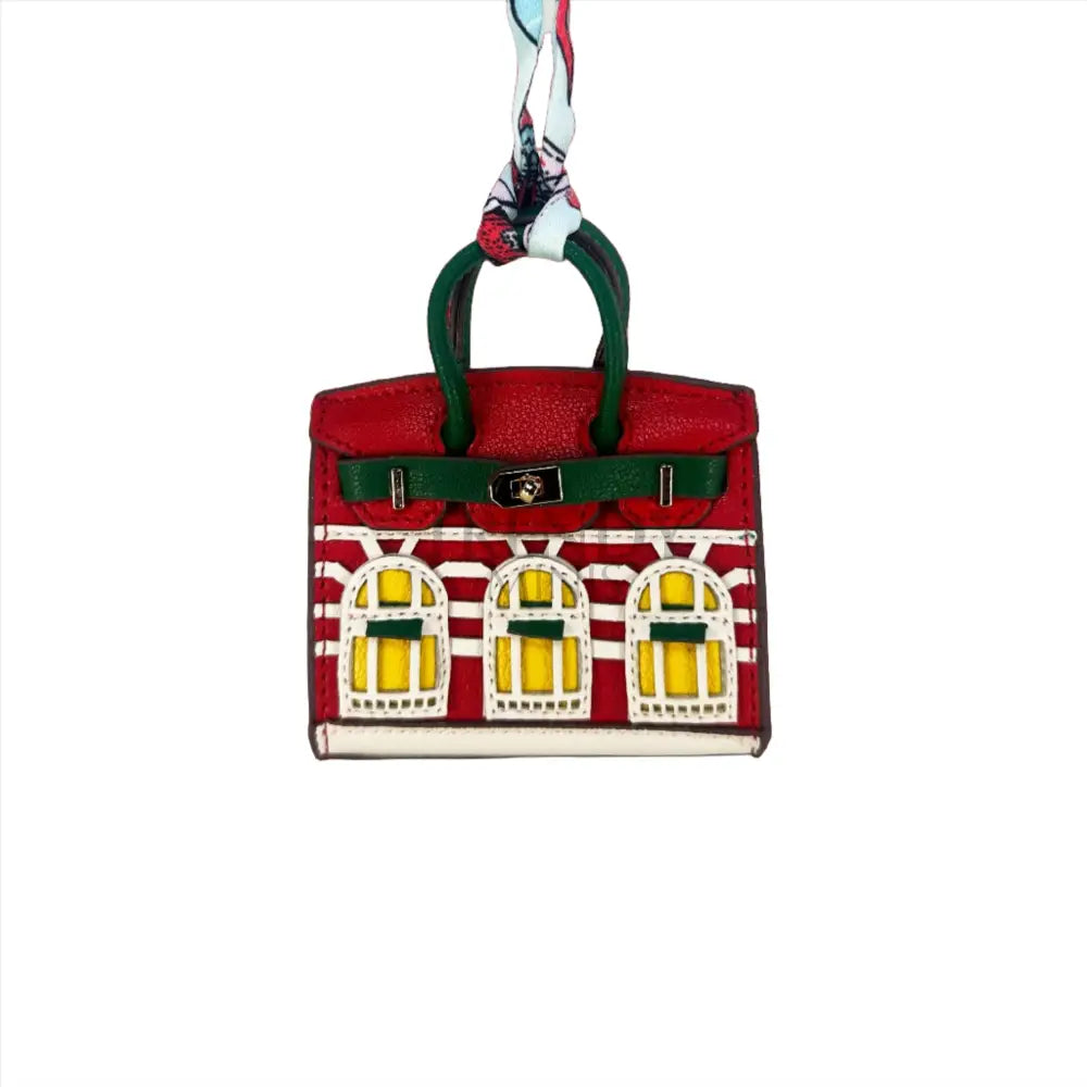 Red Luxury Mini Hermes Birkin Faubourg Inspired Handbag Keychain Charm Accessory