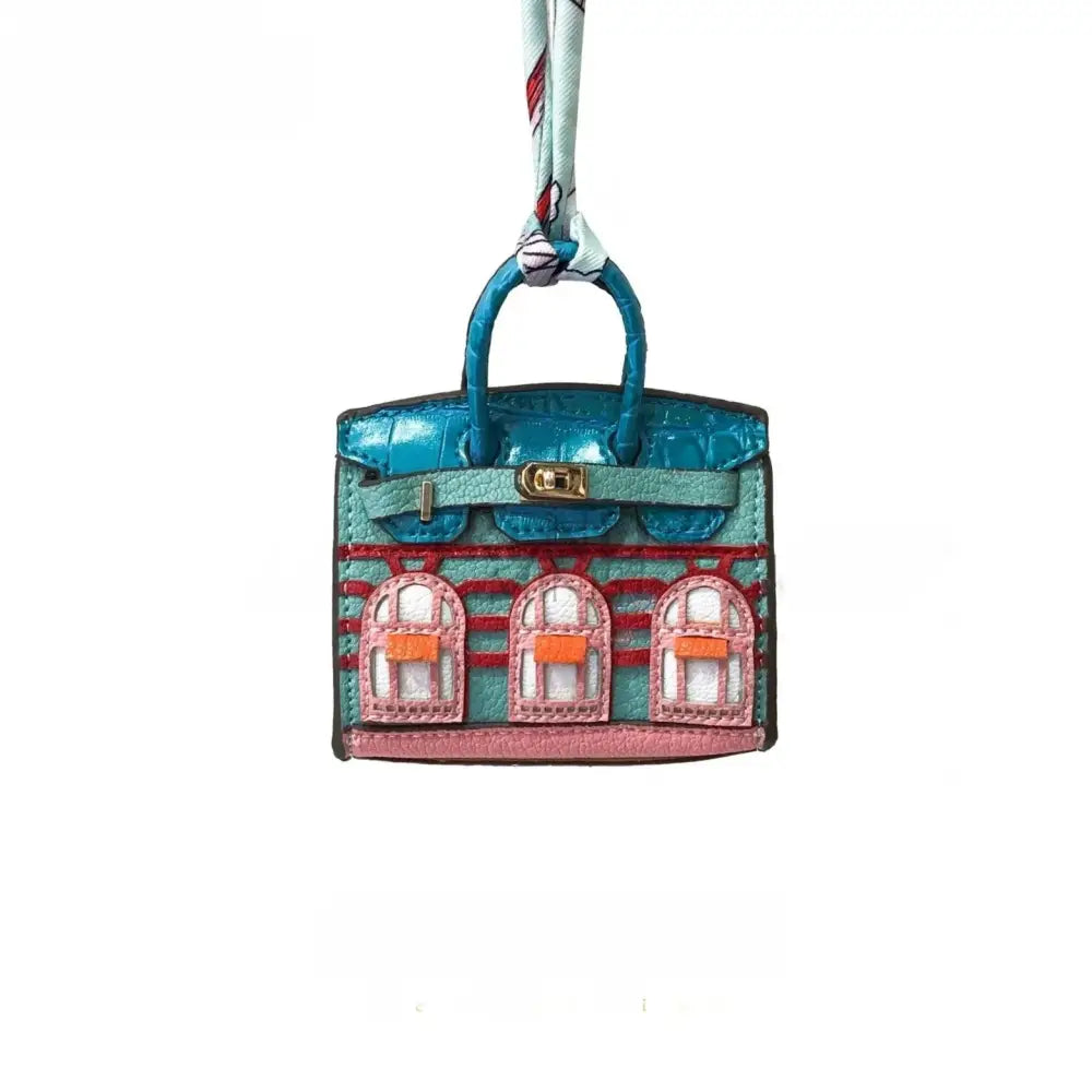 Birkin Faubourg Inspired Mini Handbag Charm Turquoise