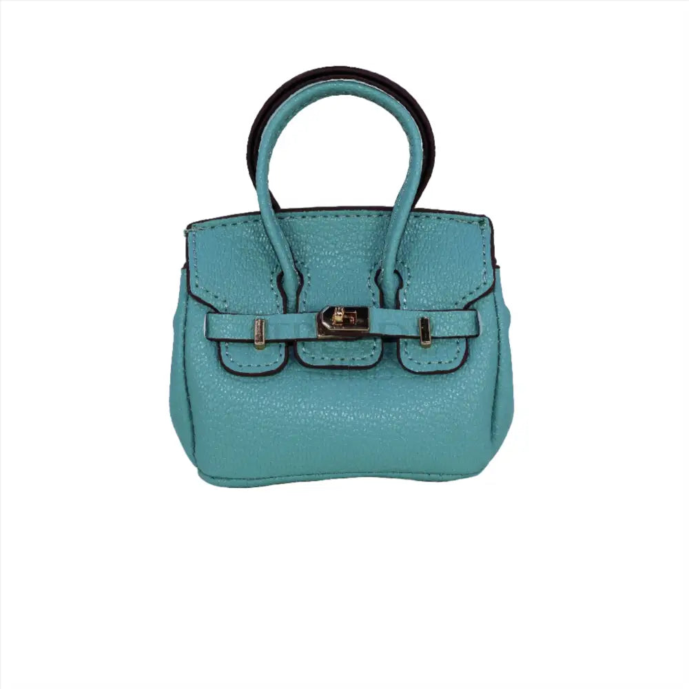 Blue Luxury Mini Hermes Birkin Inspired Handbag Keychain Charm - Trendy Minis