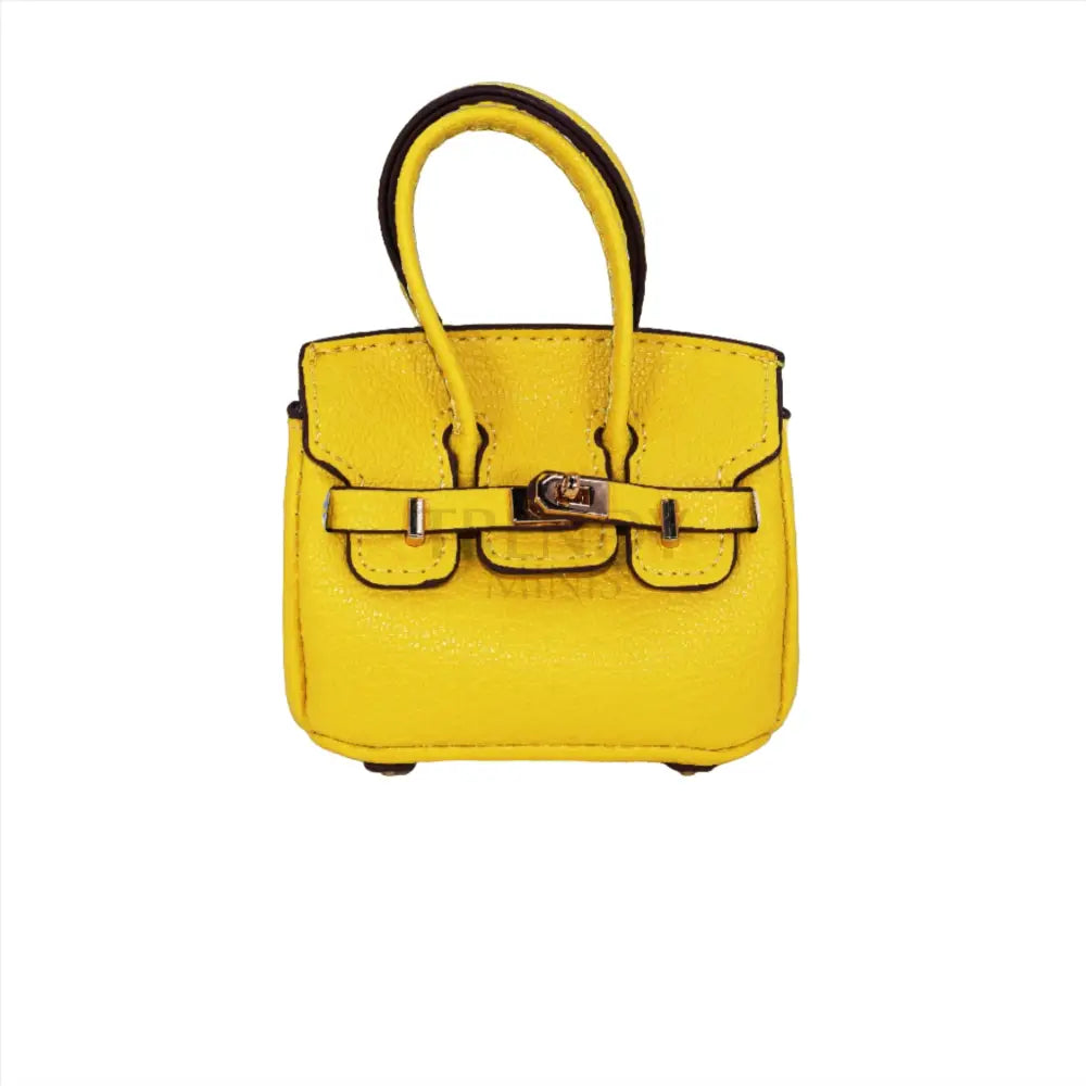 Yellow Luxury Mini Hermes Birkin Inspired Handbag Keychain Charm - Trendy Minis