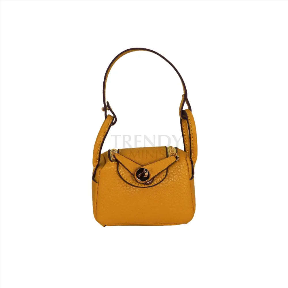Yellow Hermes Inspired Lindy Handbag Purse Charm and AirPods Holder