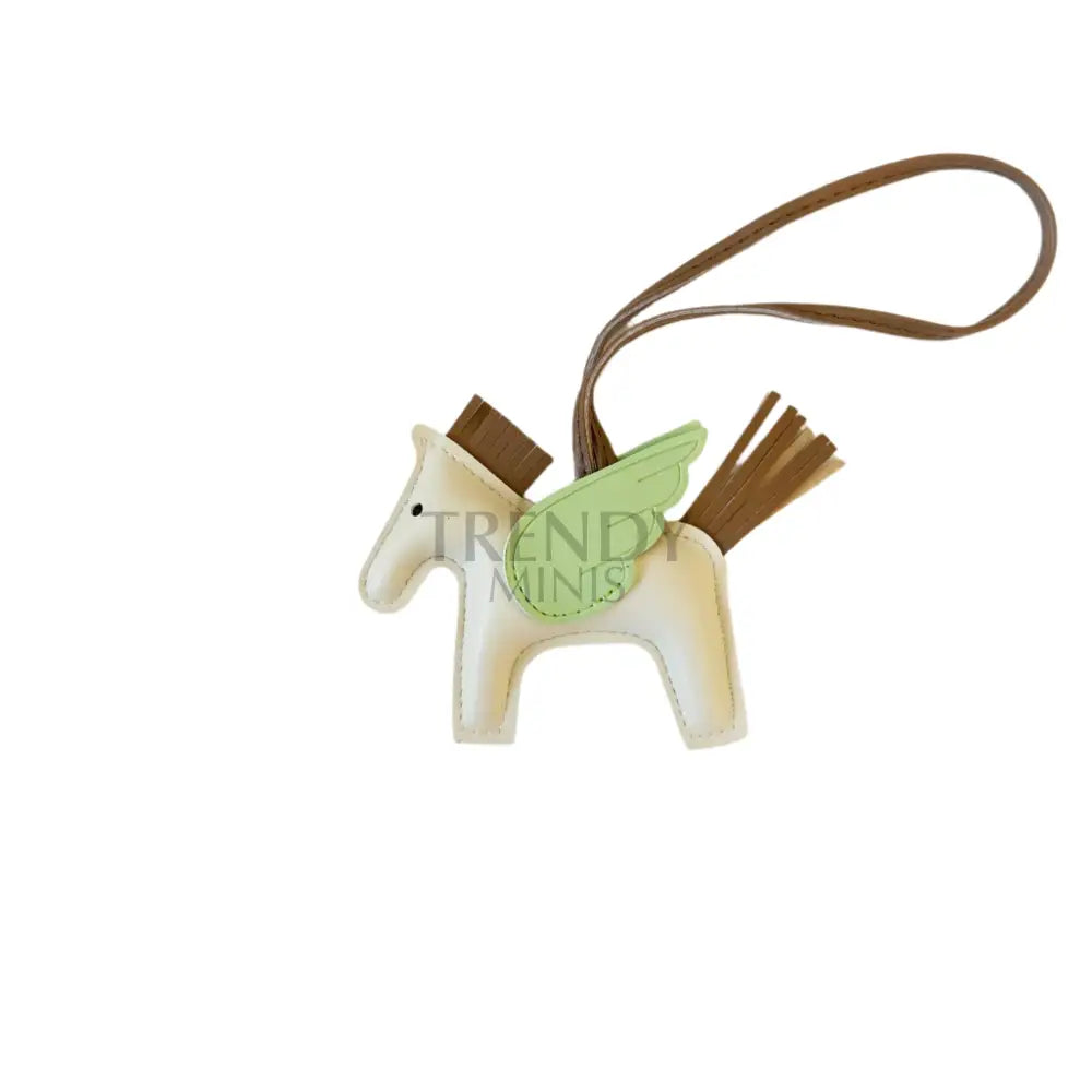 Rodeo Pegase Winged Horse Inspired Handbag Charm White & Brown Charm