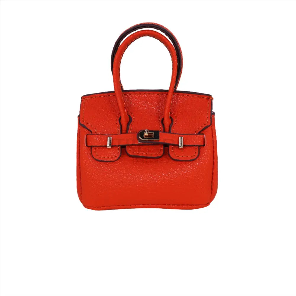 Orange Luxury Mini Hermes Birkin Inspired Handbag Keychain Charm - Trendy Minis