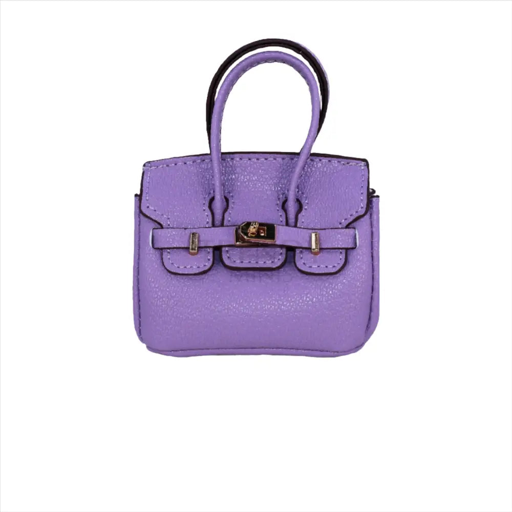 Purple Luxury Mini Hermes Birkin Inspired Handbag Keychain Charm - Trendy Minis