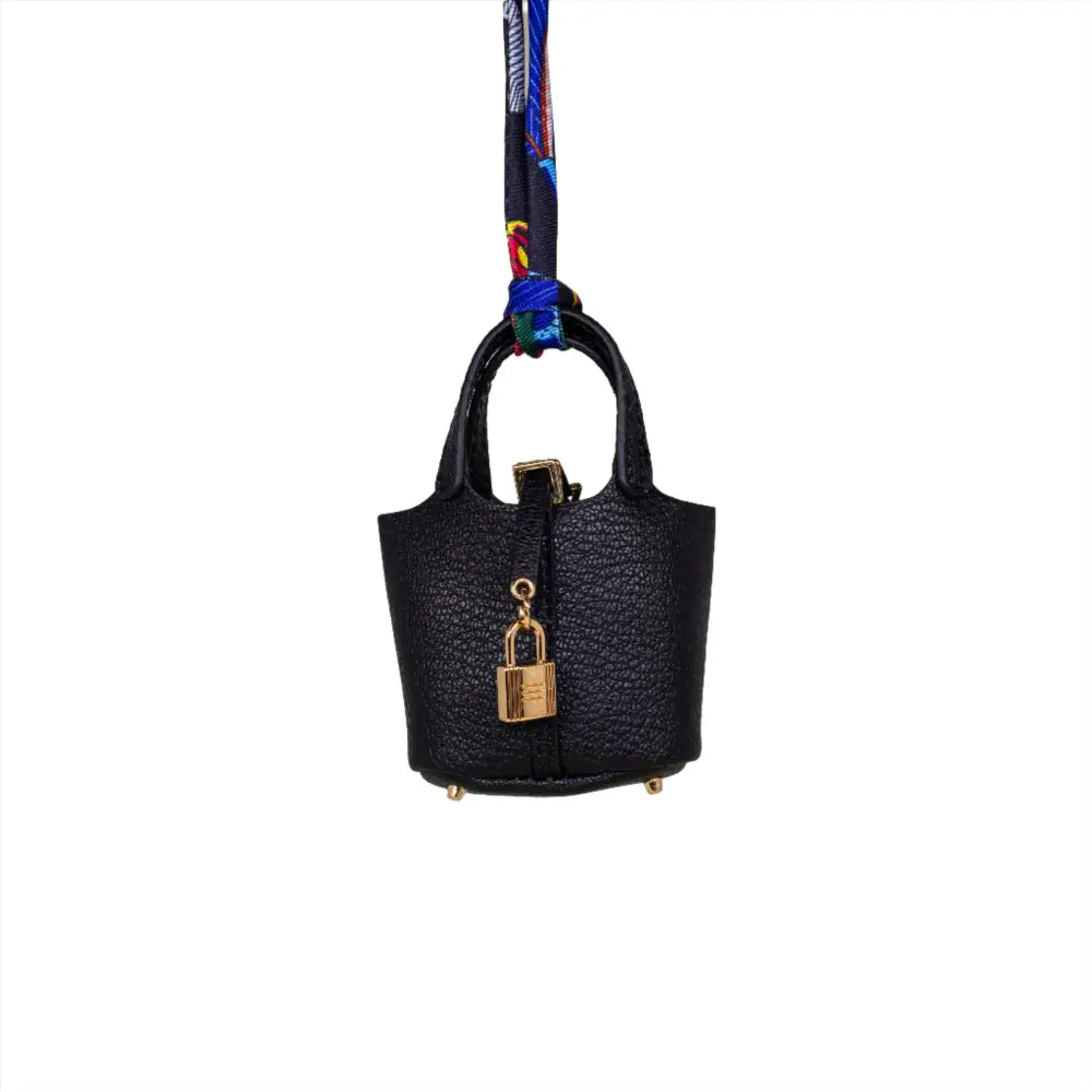 
                      
                        Black Hermes Inspired Picotin Bucket Bag Handbag Purse Charm and AirPods Holder
                      
                    