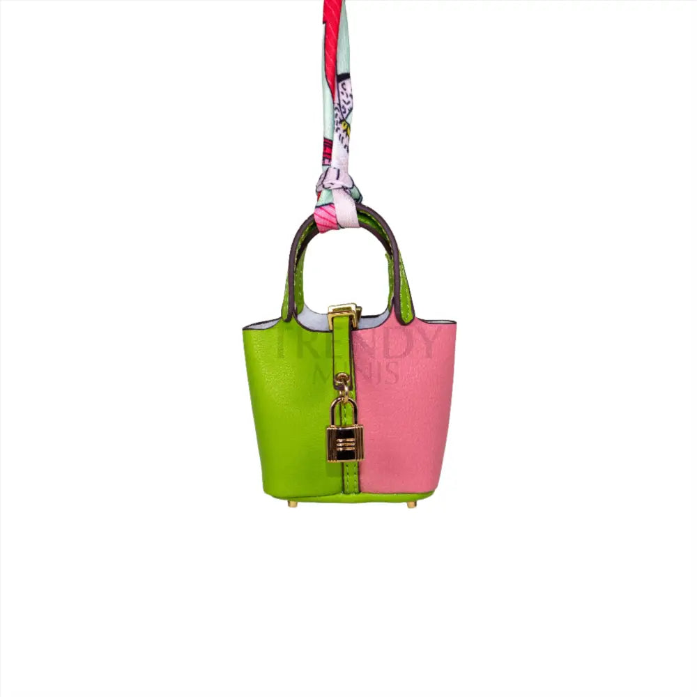 
                      
                        Green and Pink Hermes Inspired Picotin Bucket Bag Handbag Purse Charm and AirPods Holder
                      
                    