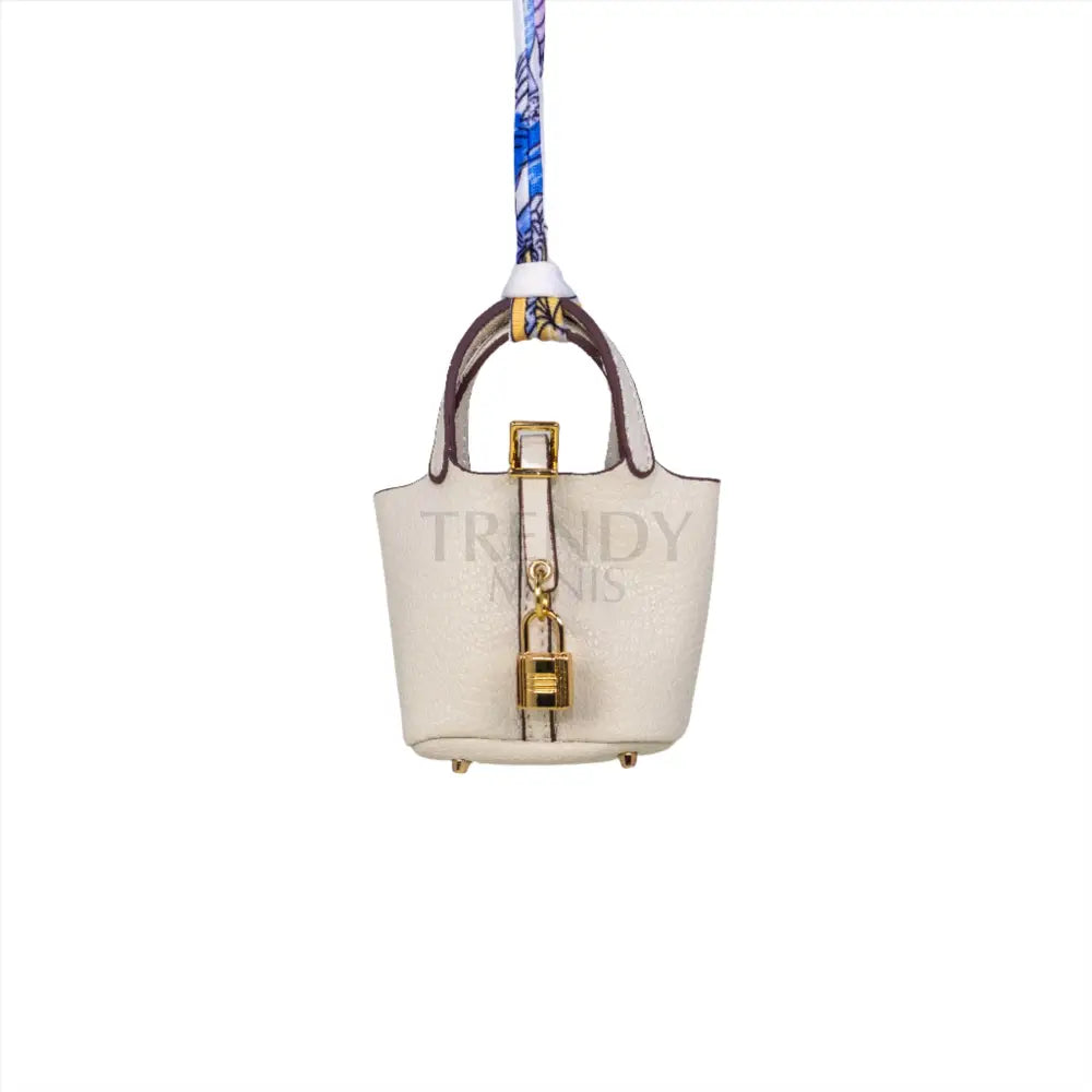 
                      
                        White Hermes Inspired Picotin Bucket Bag Handbag Purse Charm and AirPods Holder
                      
                    